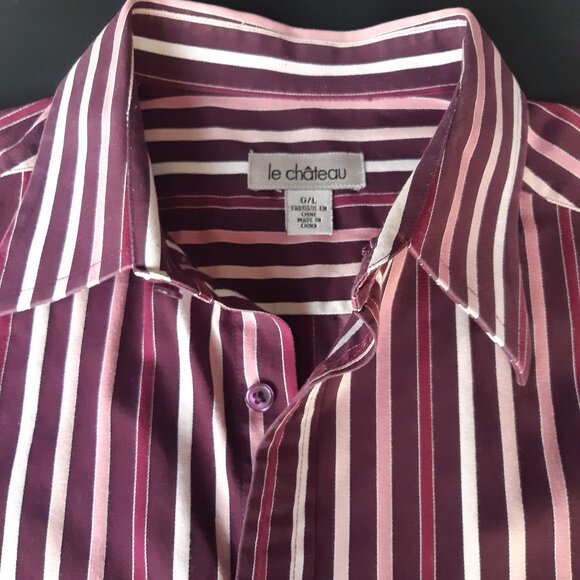 le chateau SZ L French Cuff Men's Cotton Striped Shirt ⚡️BUY 3 for $55⚡️ - Picture 3 of 13